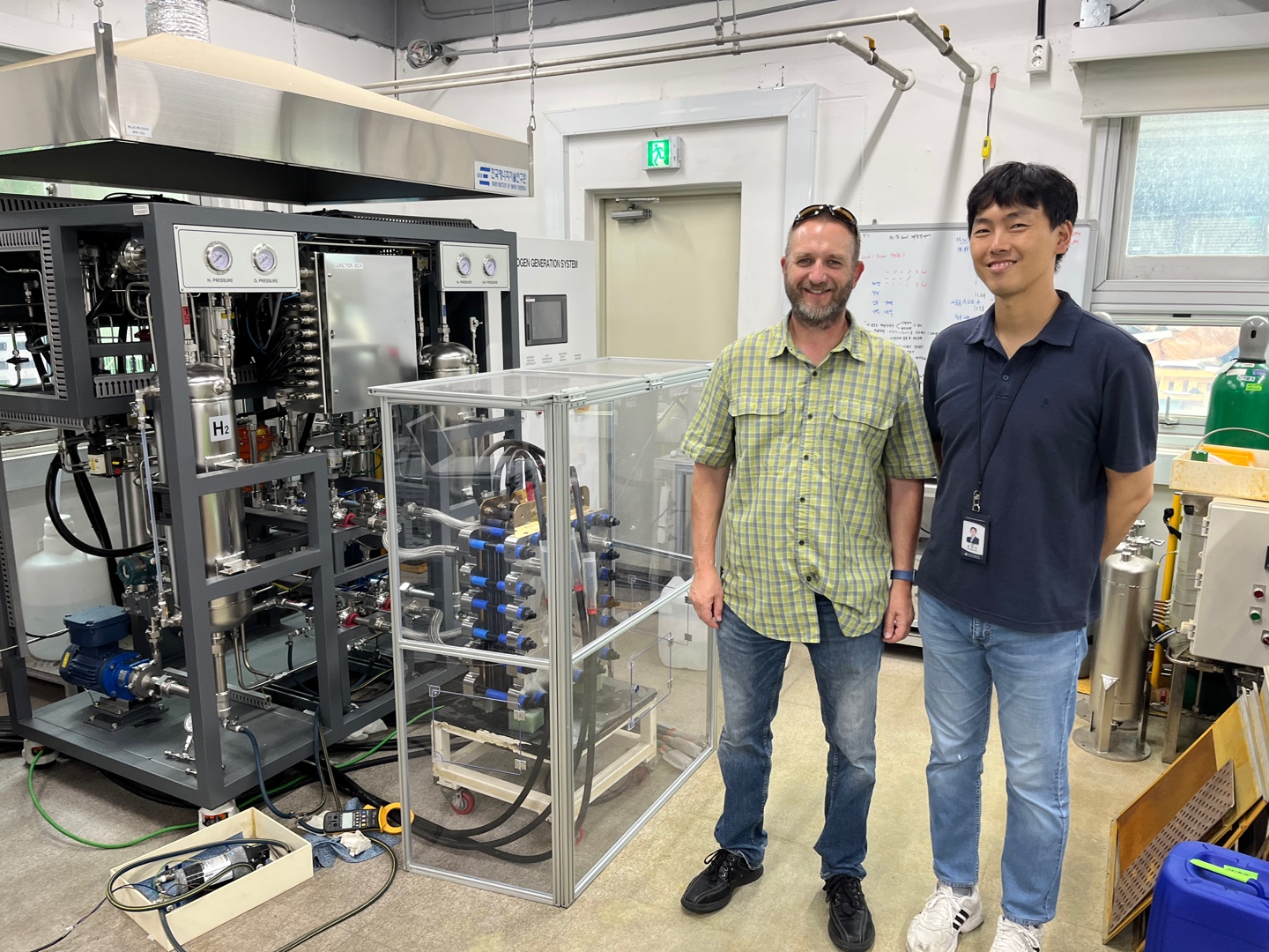 With Dr. Guido Bender (NREL) at the electrolysis test facility